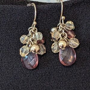 🩷 Earrings crystal marquis colors Goldtone hook beads earrings dangle drop